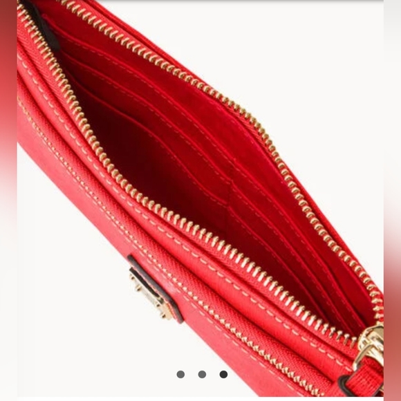 DOONEY AND BOURKE ITALIAN SAFFIANO LEATHER WRISTLET (TOMATO)  NWT - Picture 2 of 7